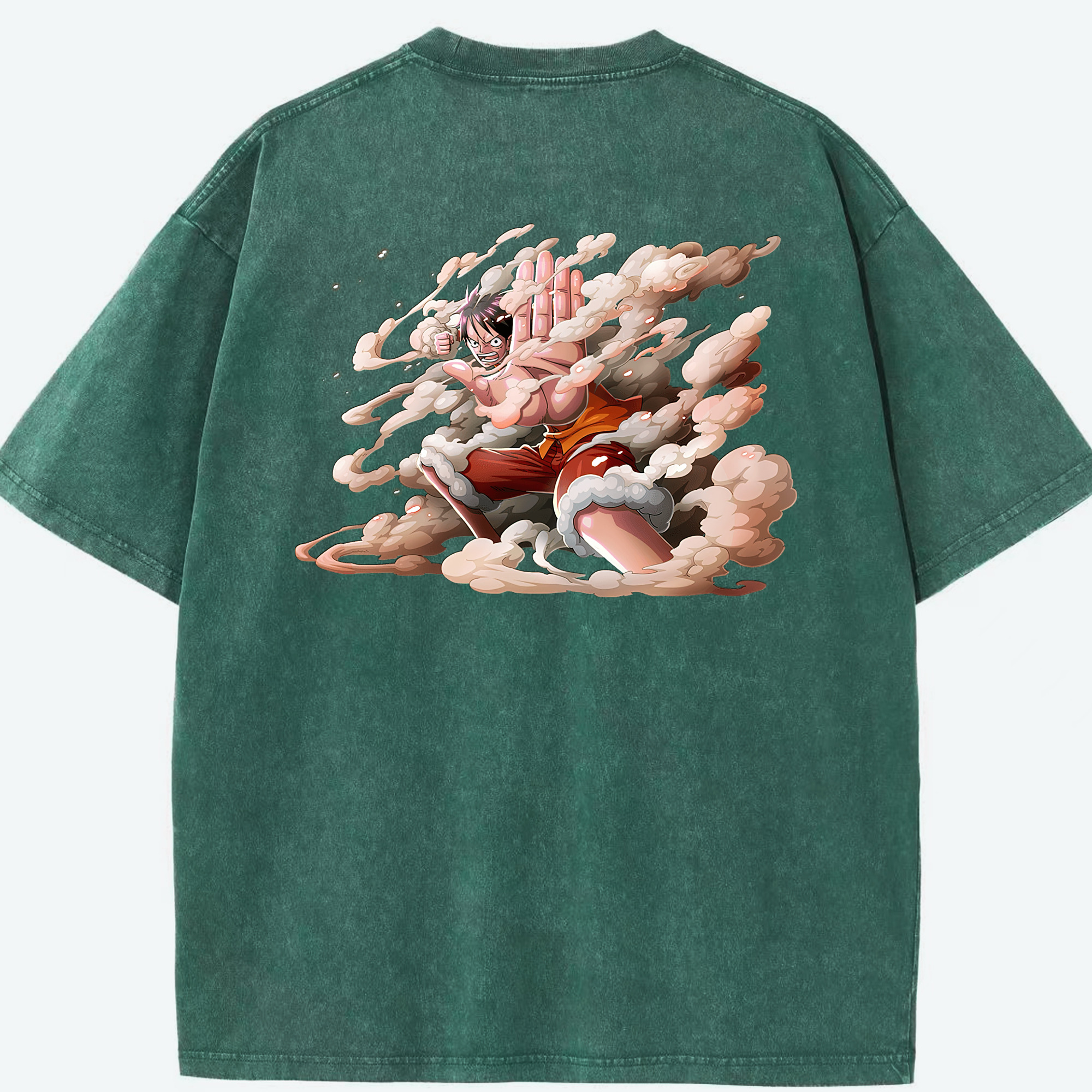 ワンピース モンキー・D・ルフィ ONE PIECE Monkey D. Luffy 綿100% ヴィンテージ風 半袖Tシャツ（背面プリント）